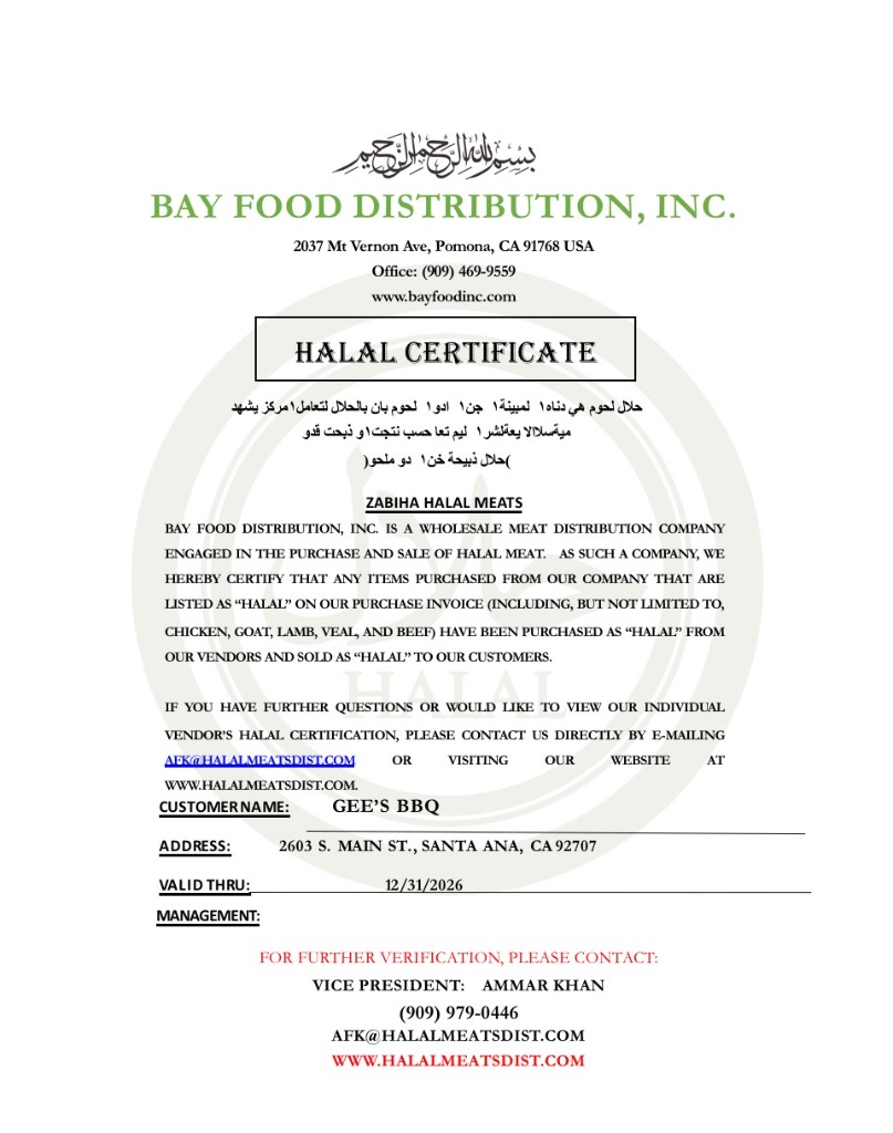 Halal BBQ in Santa Ana: What Gee's BBQ Serves